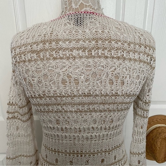Tommy Bahama Cream White Crochet Dress Linen CoverUp Long sleeve XS - Picture 7 of 13